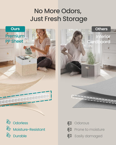 SONGMICS folded flat cube showing compact storage option that saves space when boxes are not used