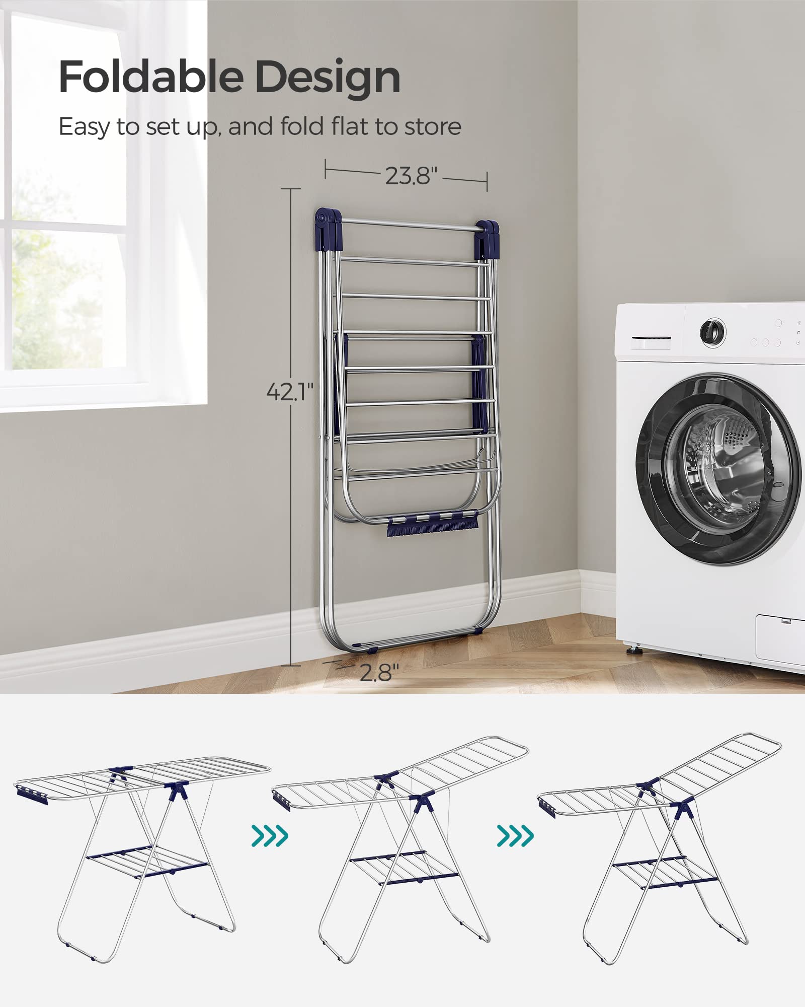 SONGMICS folded flat for compact storage benefit