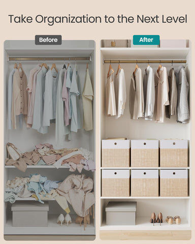 SONGMICS folded flat stack demonstrating compact, space-saving storage