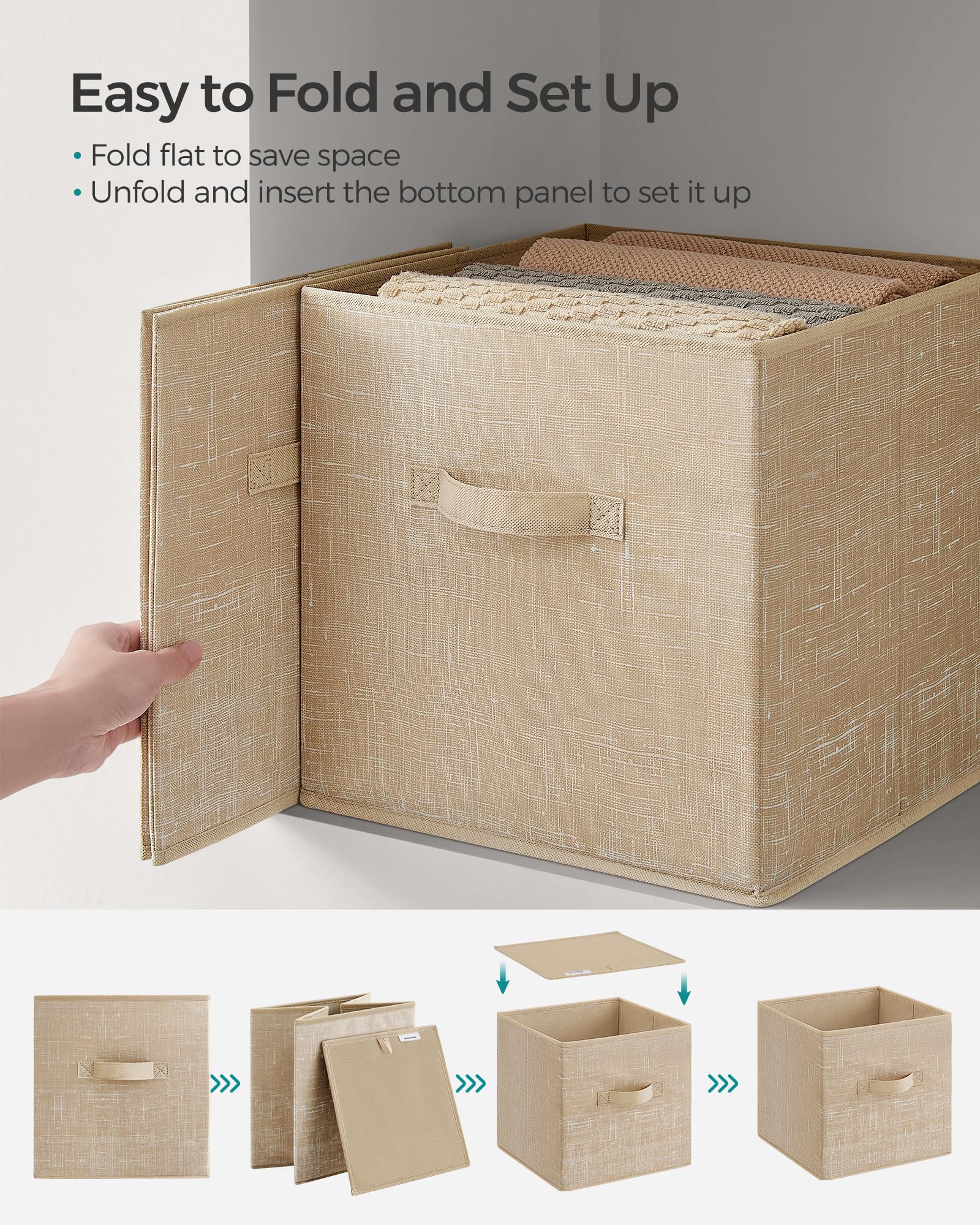 SONGMICS folded flat under bed showing compact storage and space saving