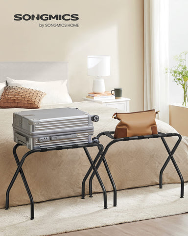 SONGMICS folded luggage rack compact for easy storage and saving space