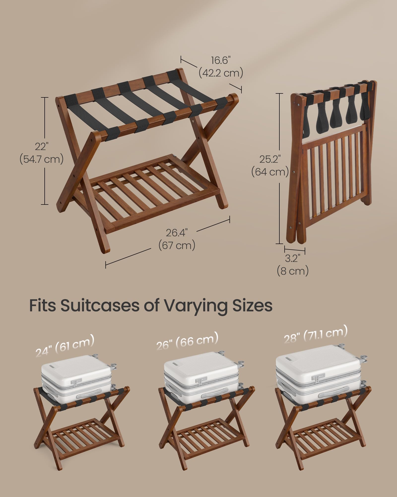 SONGMICS folded luggage rack compact for easy under-bed or closet storage