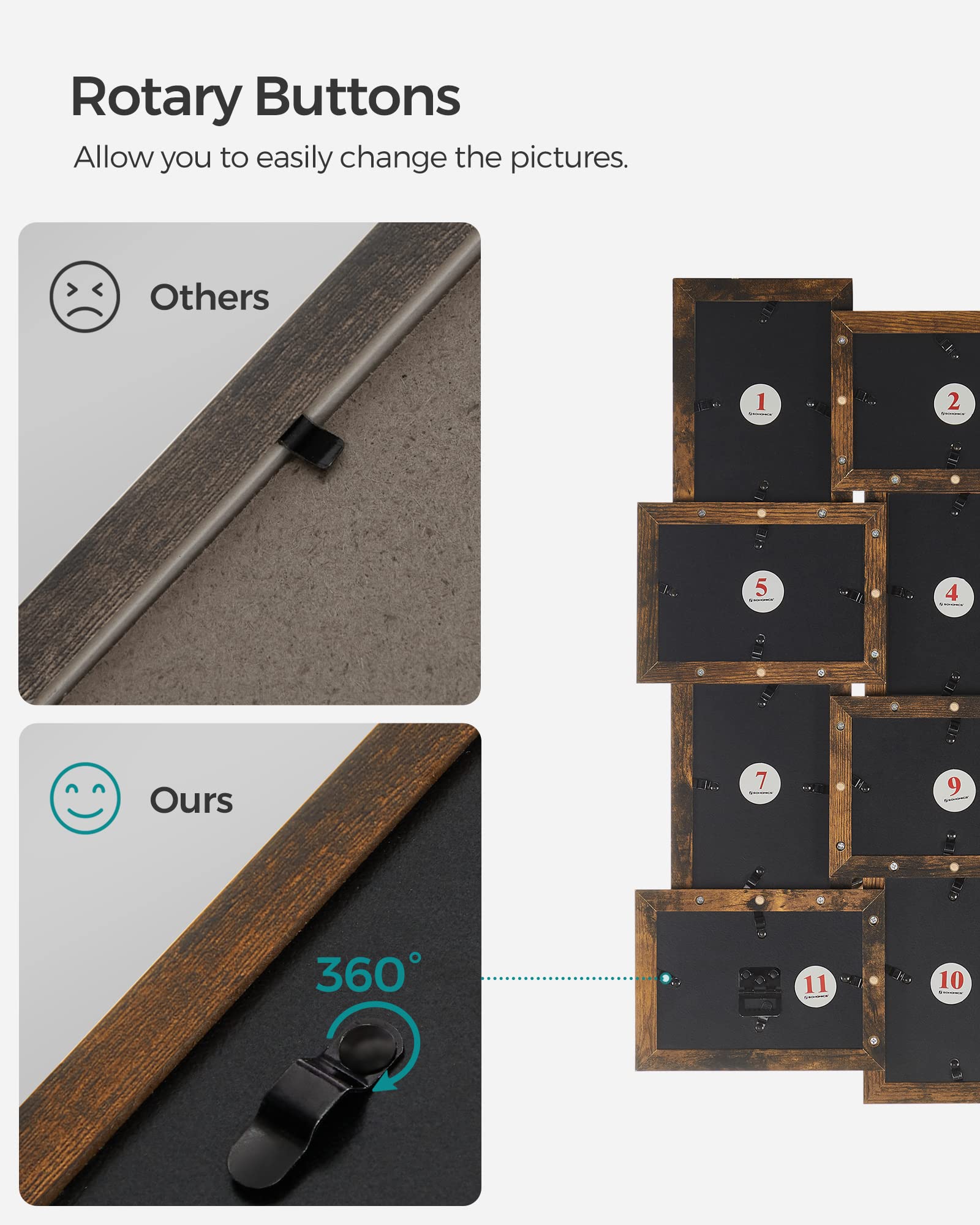 SONGMICS MDF texture detail highlighting sturdy frame construction benefit