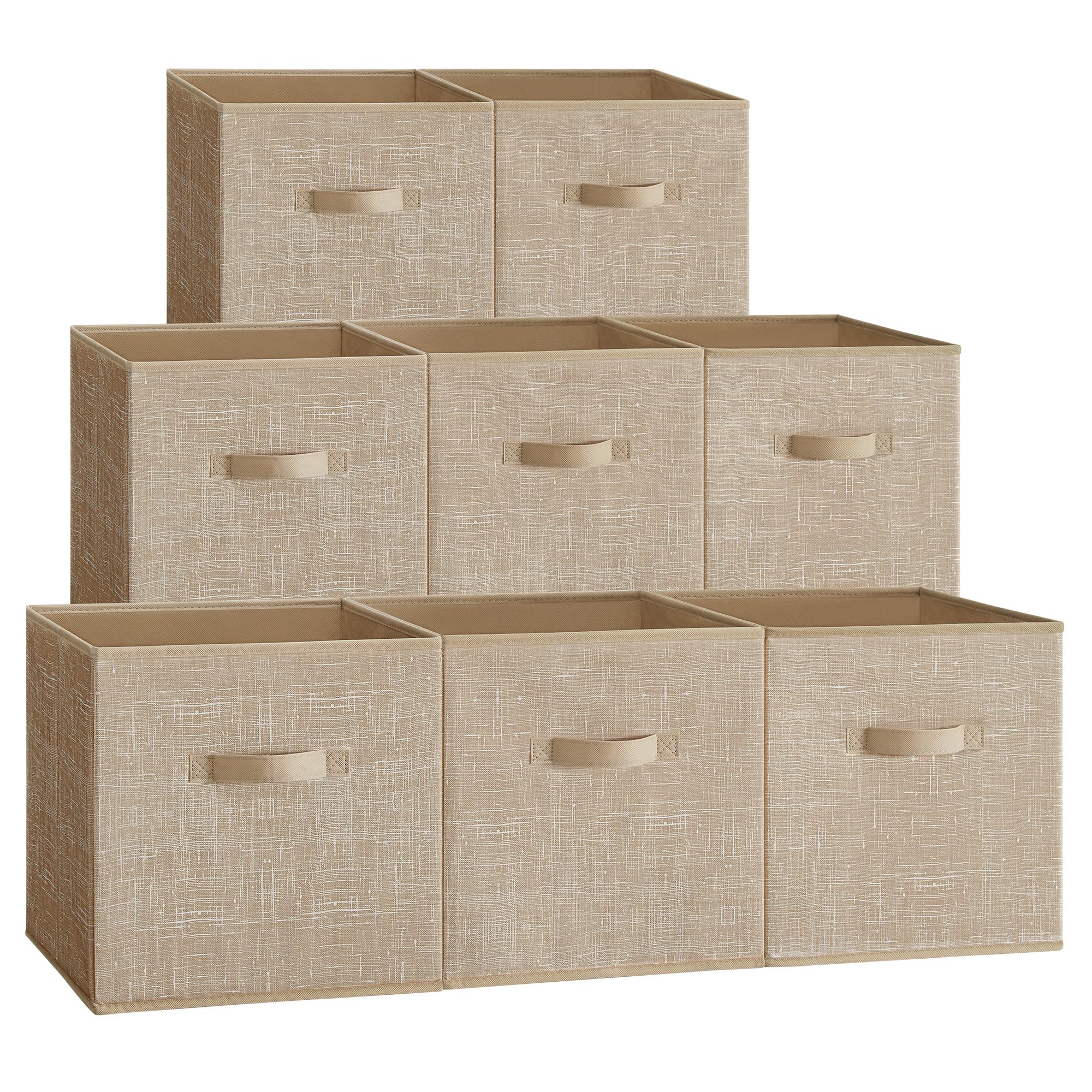 SONGMICS front view of all eight cubes showing tidy shelf organization benefit
