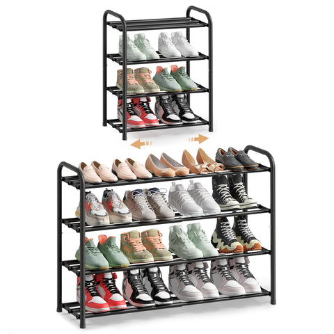 SONGMICS assembled shoe rack front view showing tidy storage and easy access