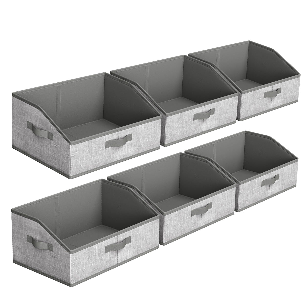 SONGMICS front view of six baskets on shelf shows neat storage benefit