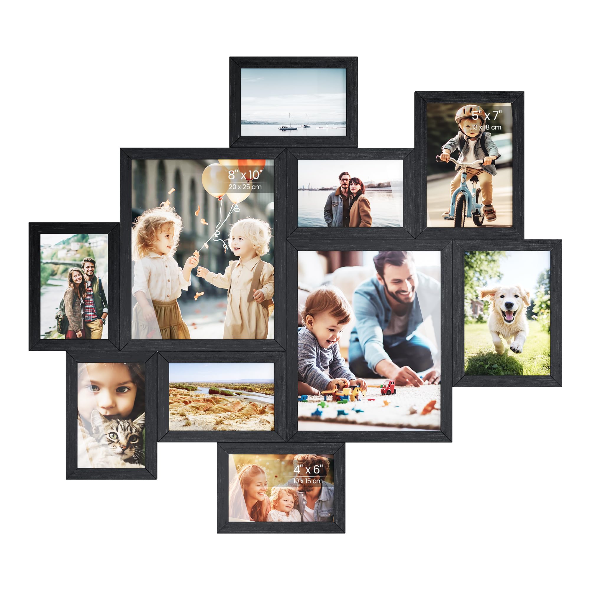SONGMICS front view of assembled collage frames showing mixed-size display and tidy finish
