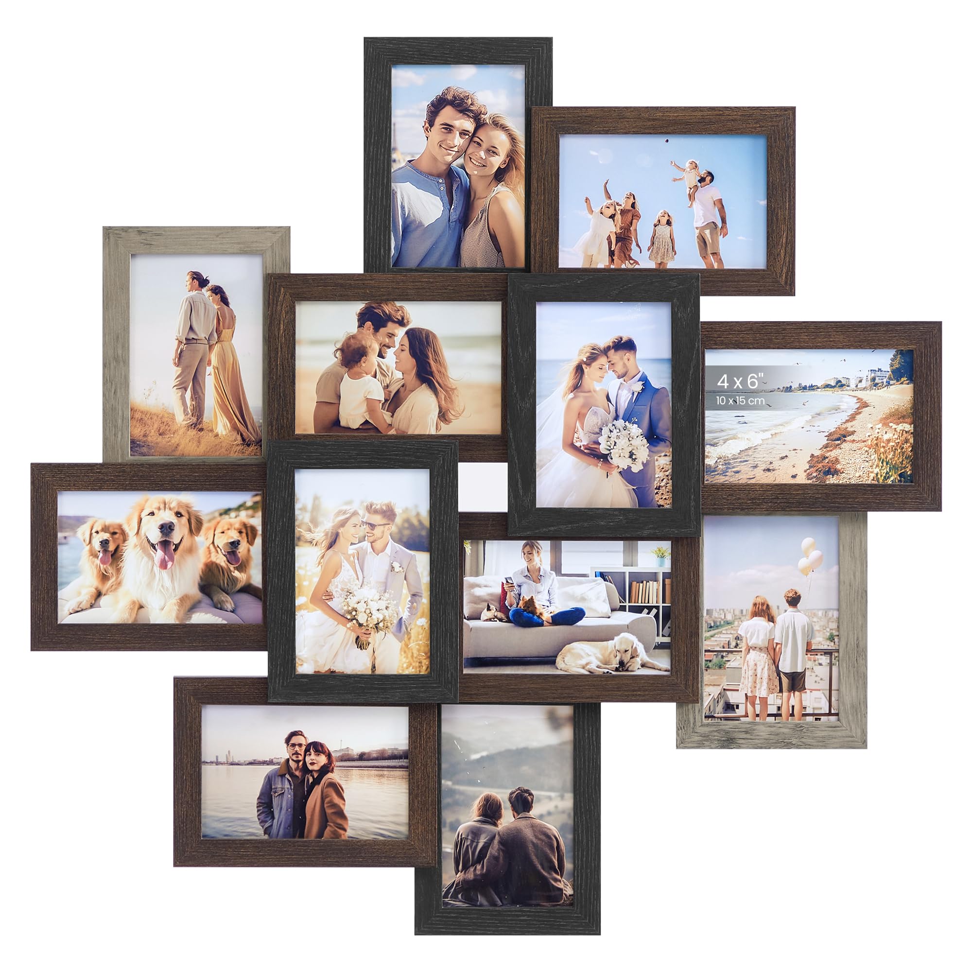 SONGMICS front view of 12-pack collage frames shows neat uniform display and organization