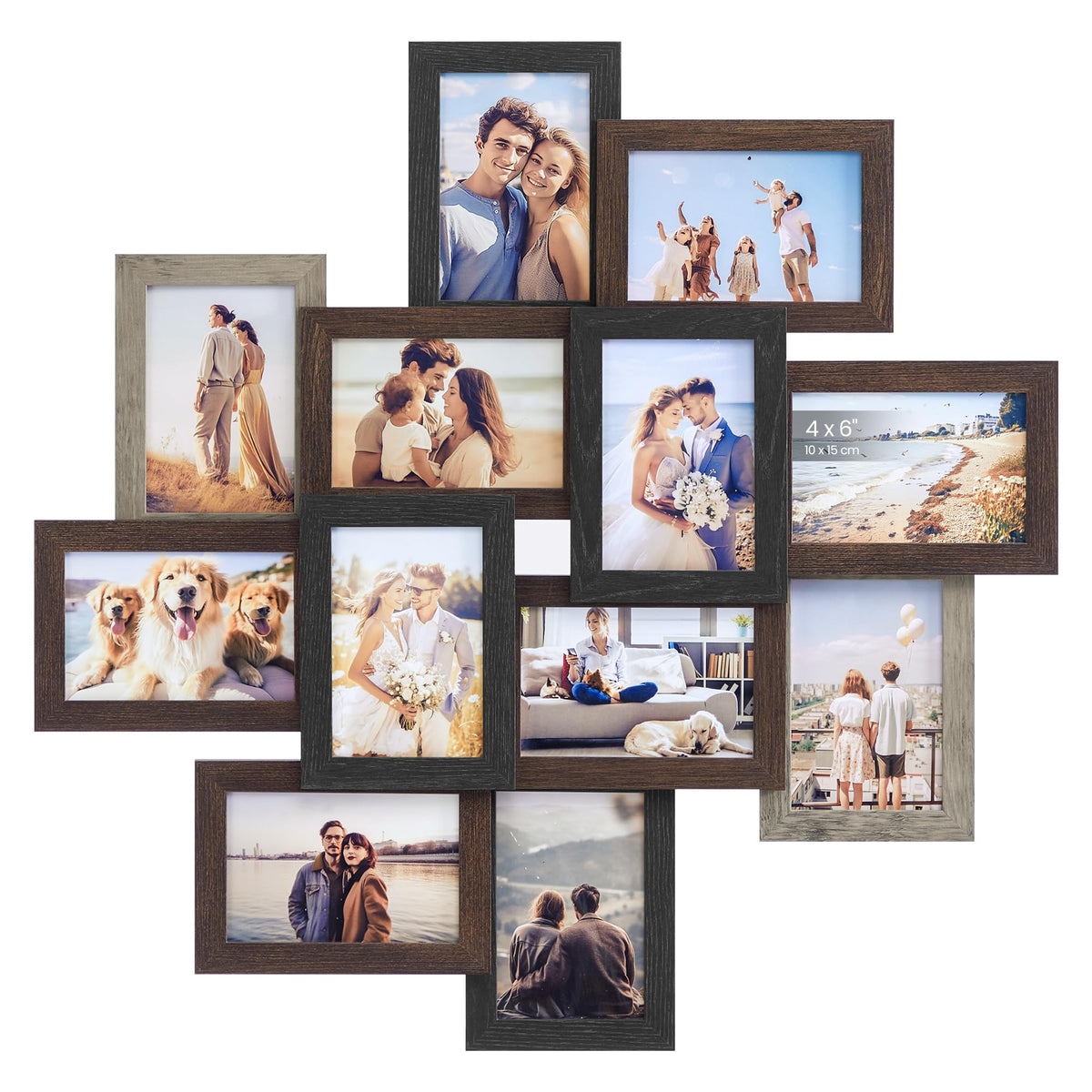SONGMICS front view of 12-pack collage frames shows neat uniform display and organization