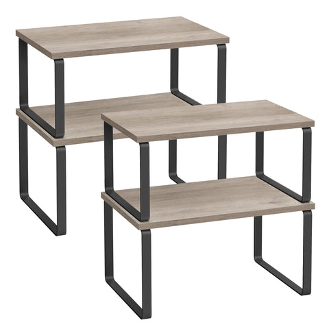 SONGMICS front view showing four organizer shelves and neat stack benefit