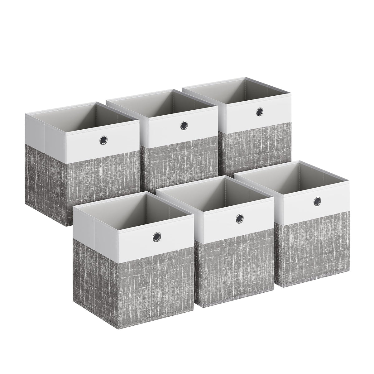 SONGMICS front view of six storage cubes showing neat shelf benefit