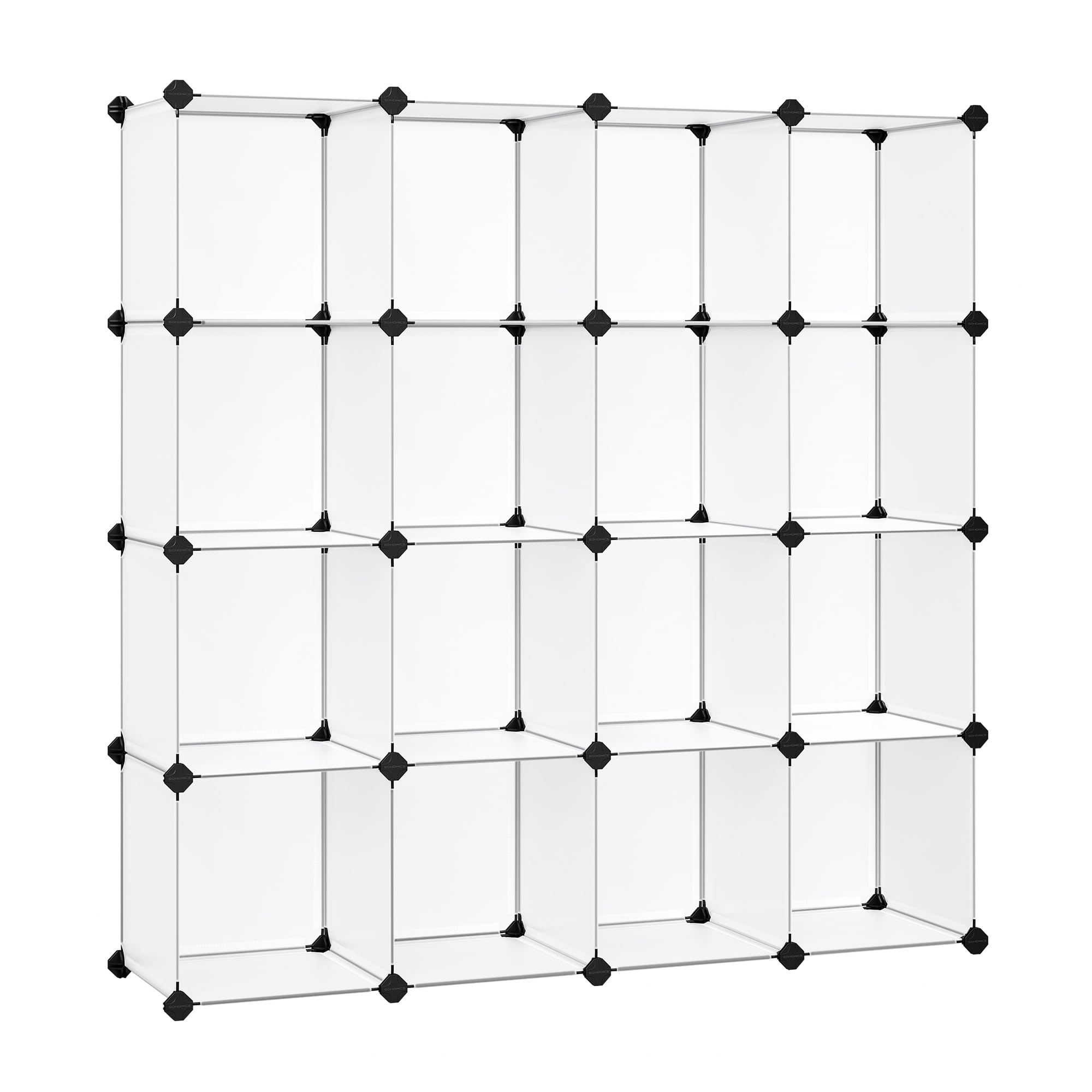 SONGMICS front view of 16-cube shelf showing organized storage benefit