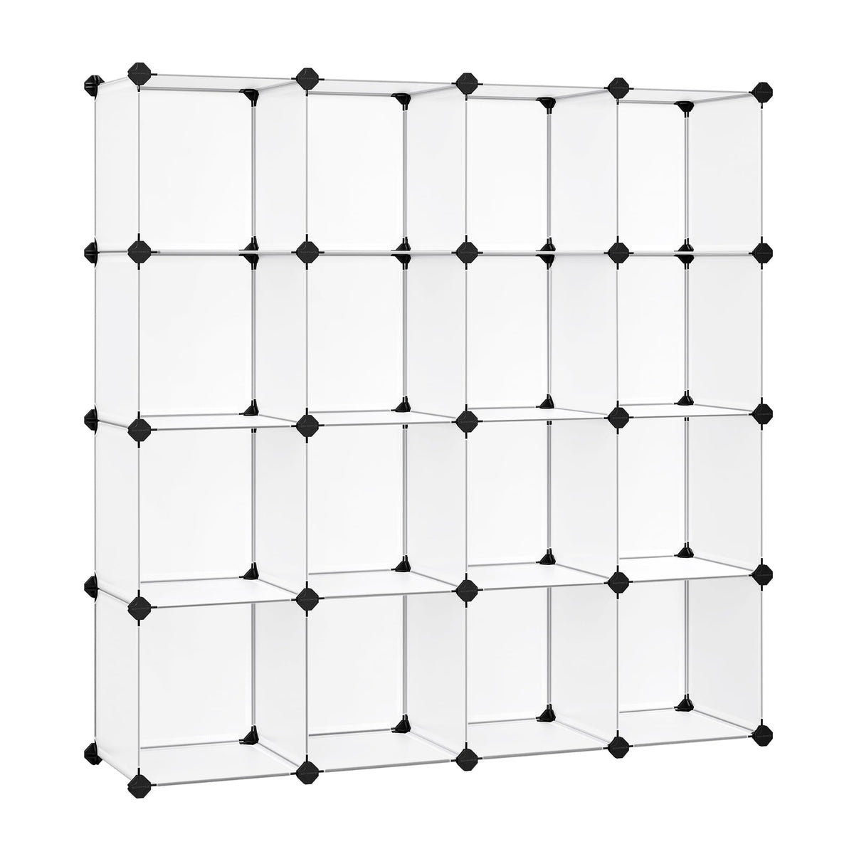 SONGMICS front view of 16-cube shelf showing organized storage benefit