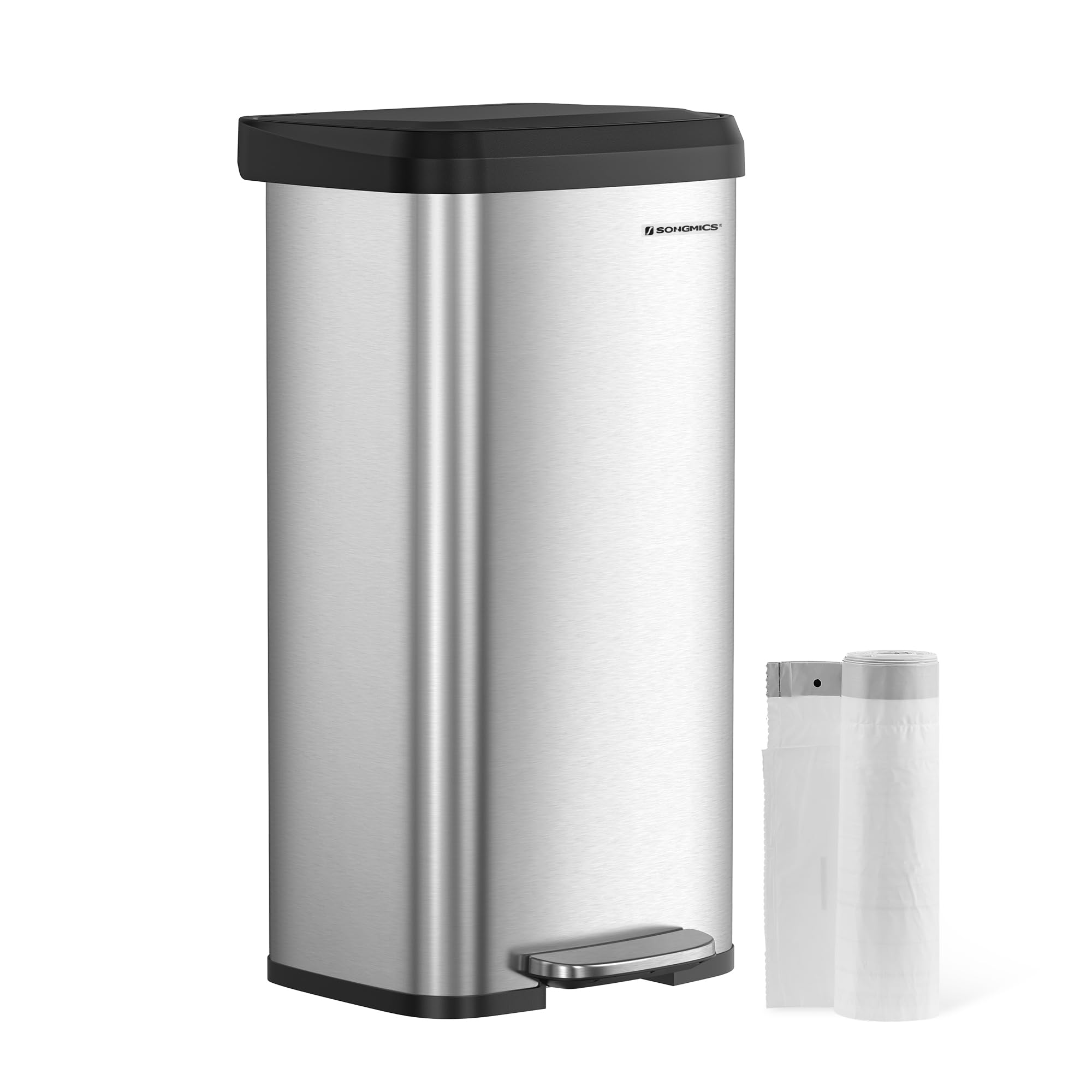 SONGMICS front view of 18-gallon can showing tall space-saving design and modern look
