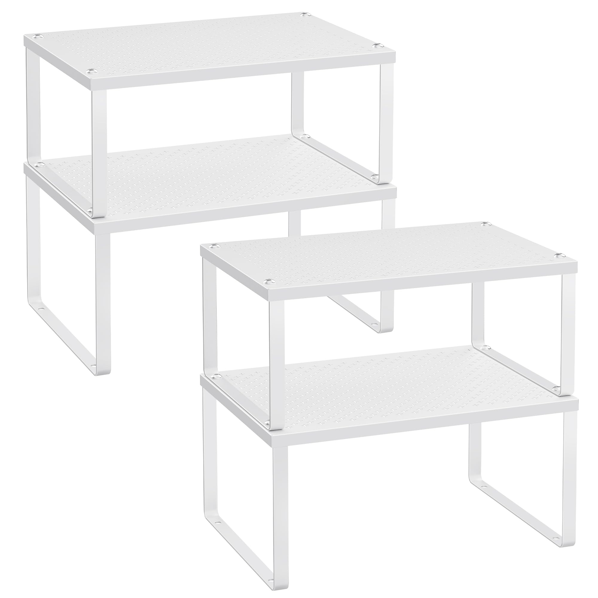 SONGMICS front view assembled shelf riser shows tidy stacked storage