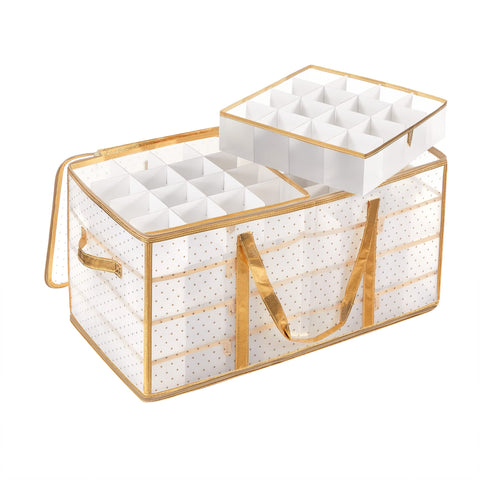 SONGMICS front view of storage box showing neat ornament organization benefit