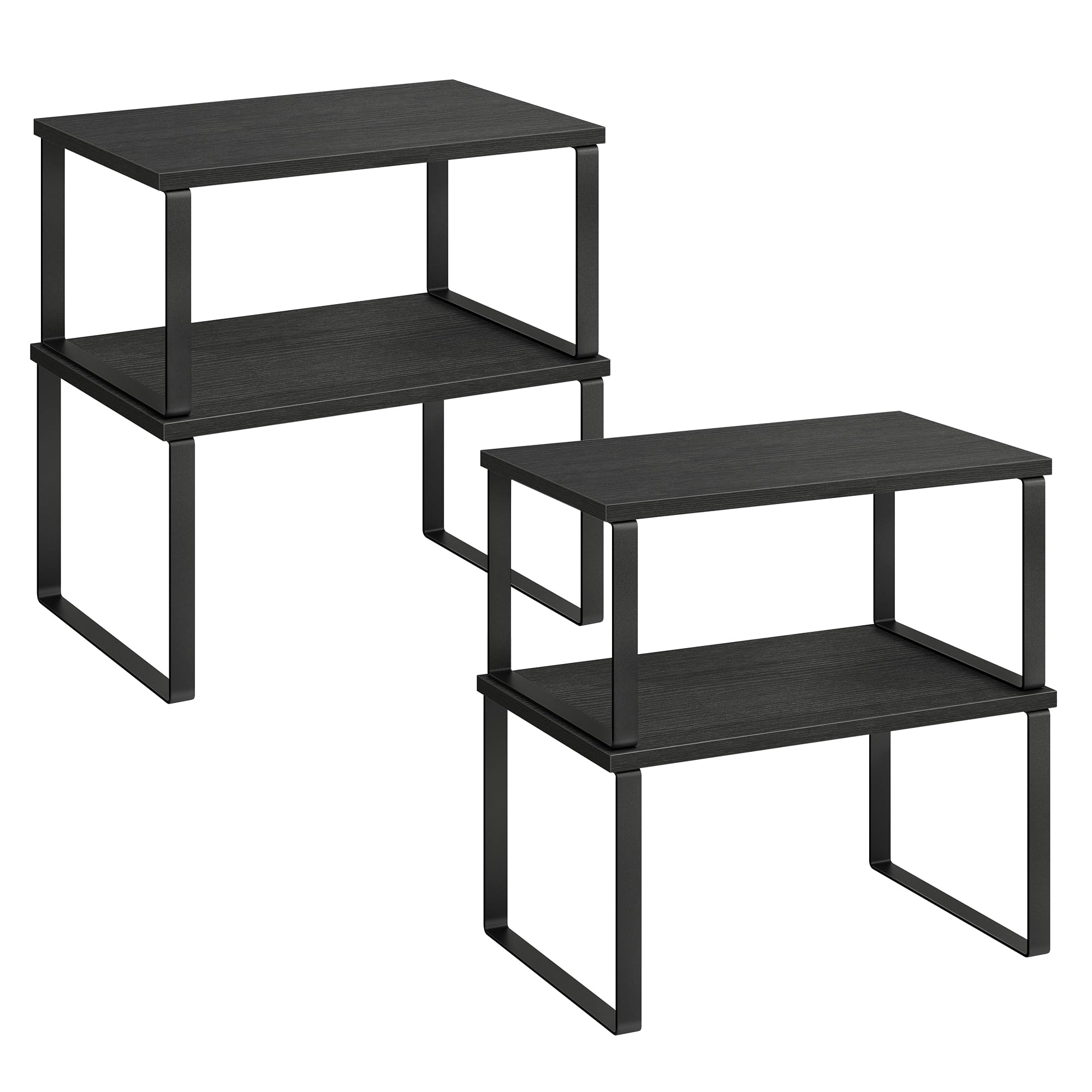 SONGMICS front view of the 4-piece cabinet organizer showing neat storage benefit