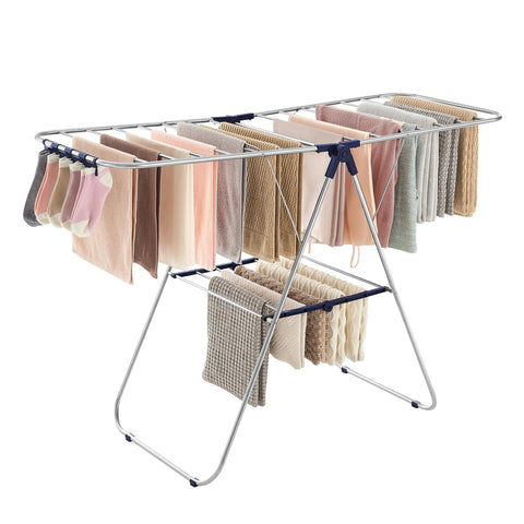 SONGMICS front view of full drying rack showing large capacity benefit