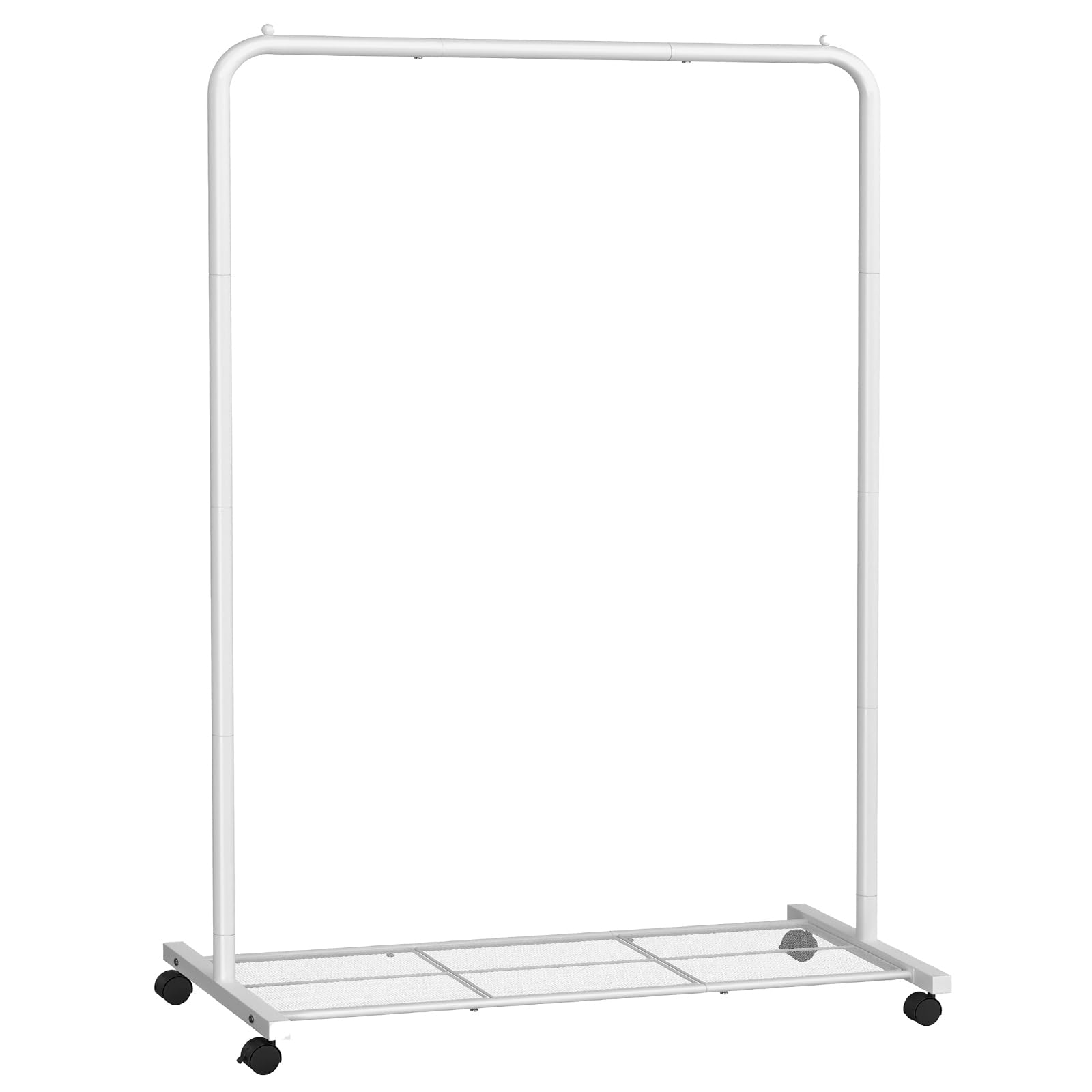 SONGMICS front view of metal clothes rack showing hanging capacity and neat organization