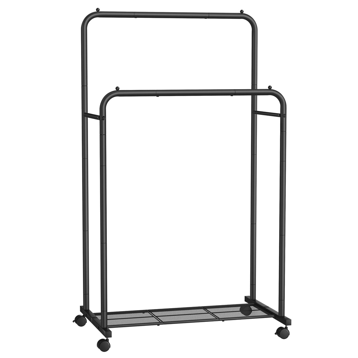 SONGMICS front view of double rod rack showing full hanging capacity and organization benefit