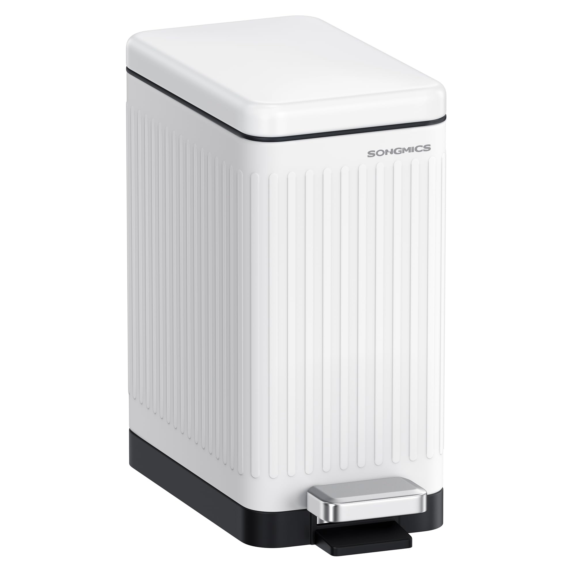 SONGMICS front view of fluted bathroom bin showing neat silhouette and space saving