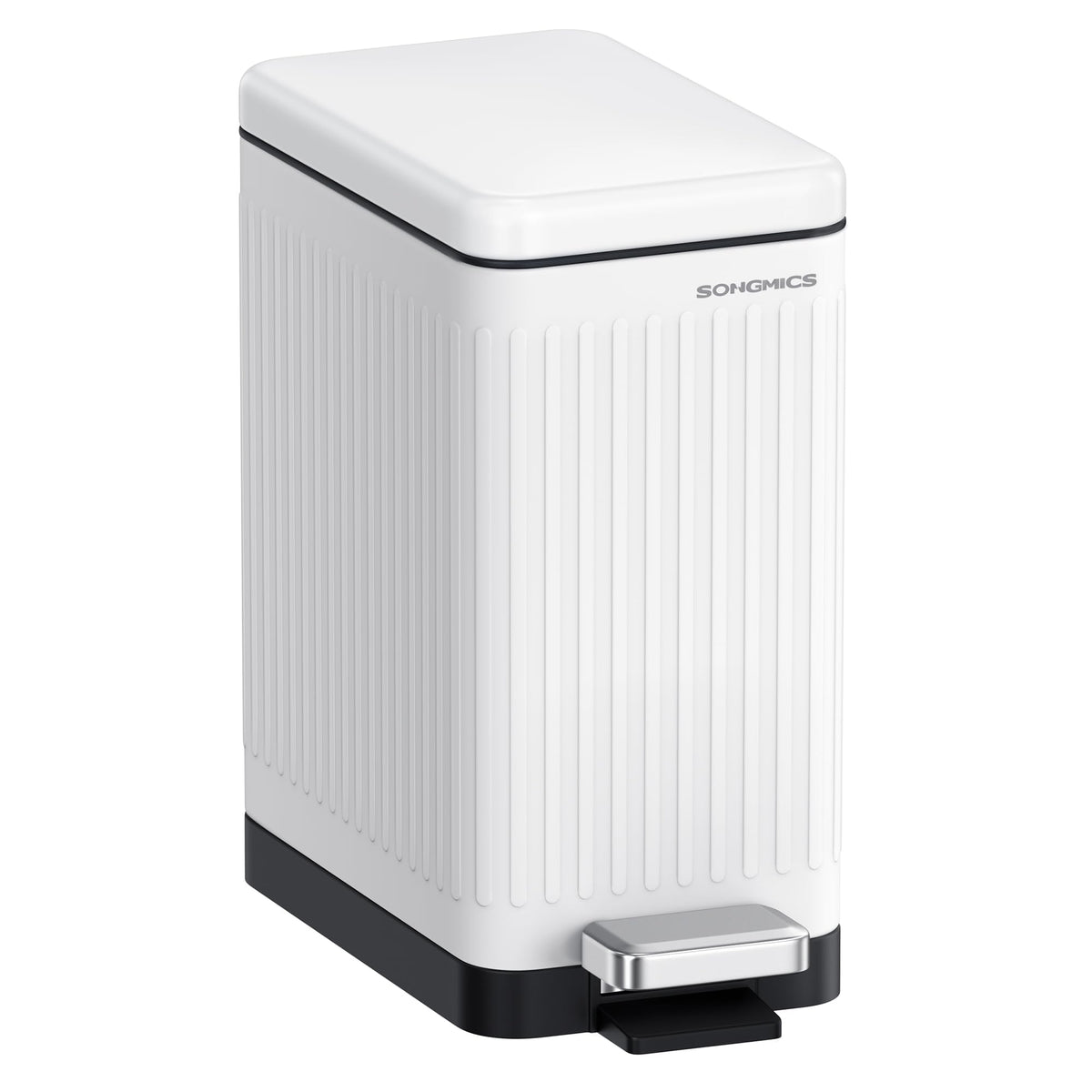 SONGMICS front view of fluted bathroom bin showing neat silhouette and space saving