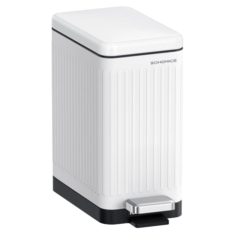 SONGMICS front view of fluted bathroom bin showing neat silhouette and space saving