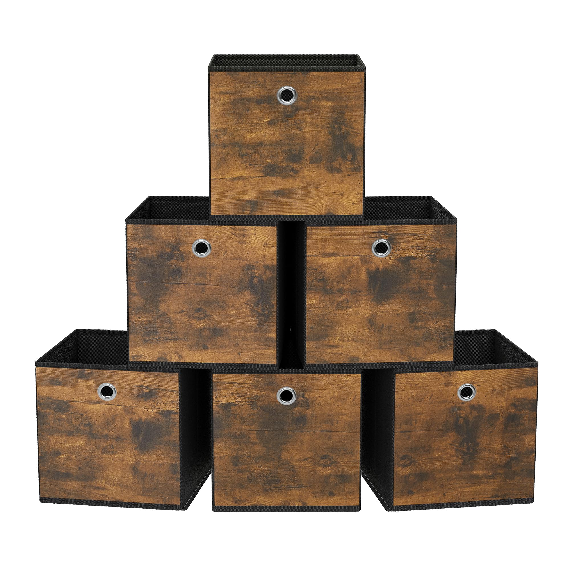 SONGMICS front view of six assembled cubes showing tidy shelf benefit