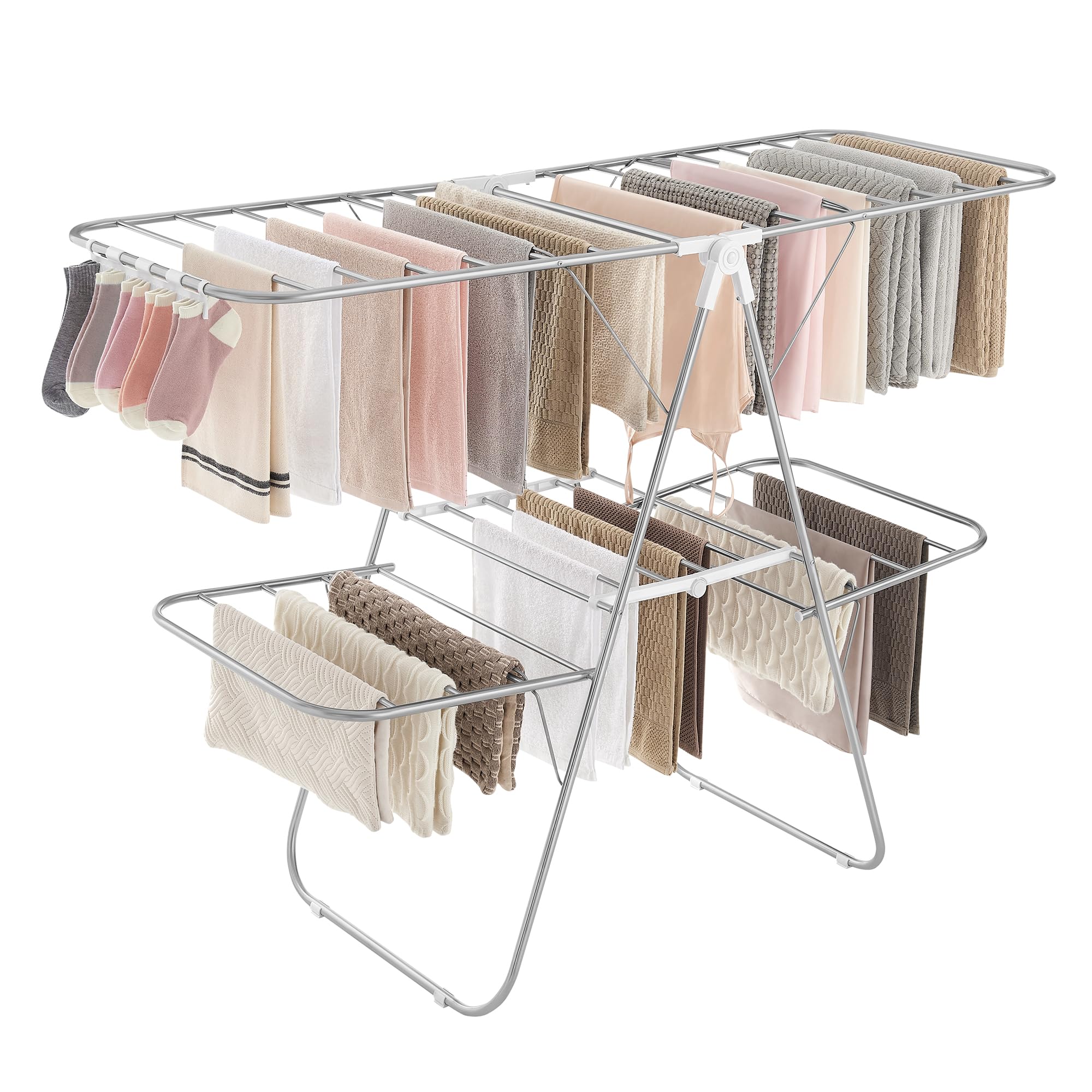 SONGMICS front view unfolded shows ample hanging capacity and saves space