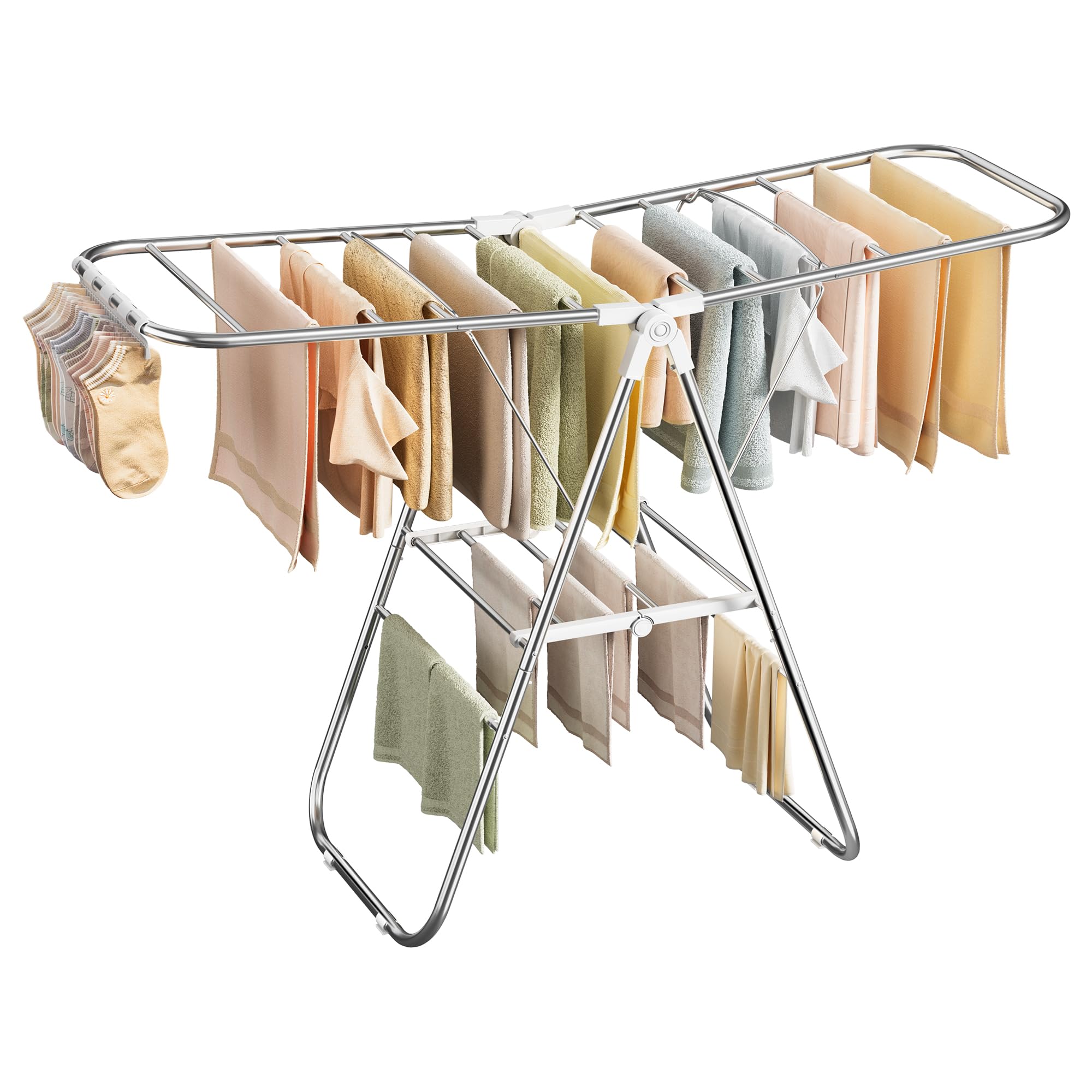 SONGMICS front view showing full rack capacity and organized drying