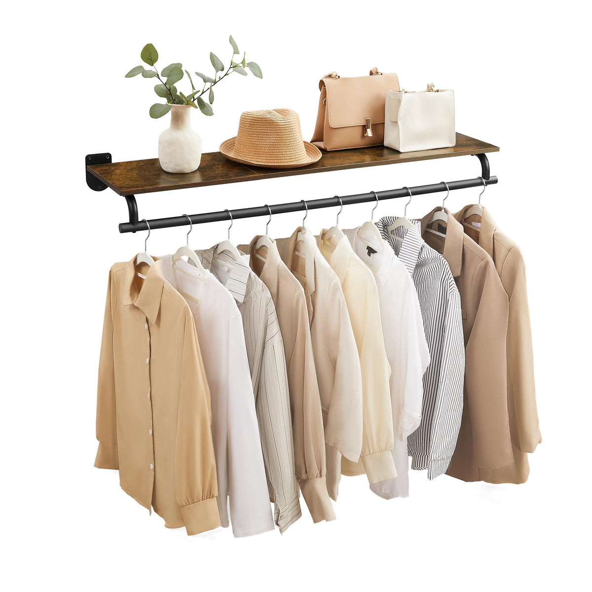 SONGMICS front view of mounted rack showing space-saving storage benefit