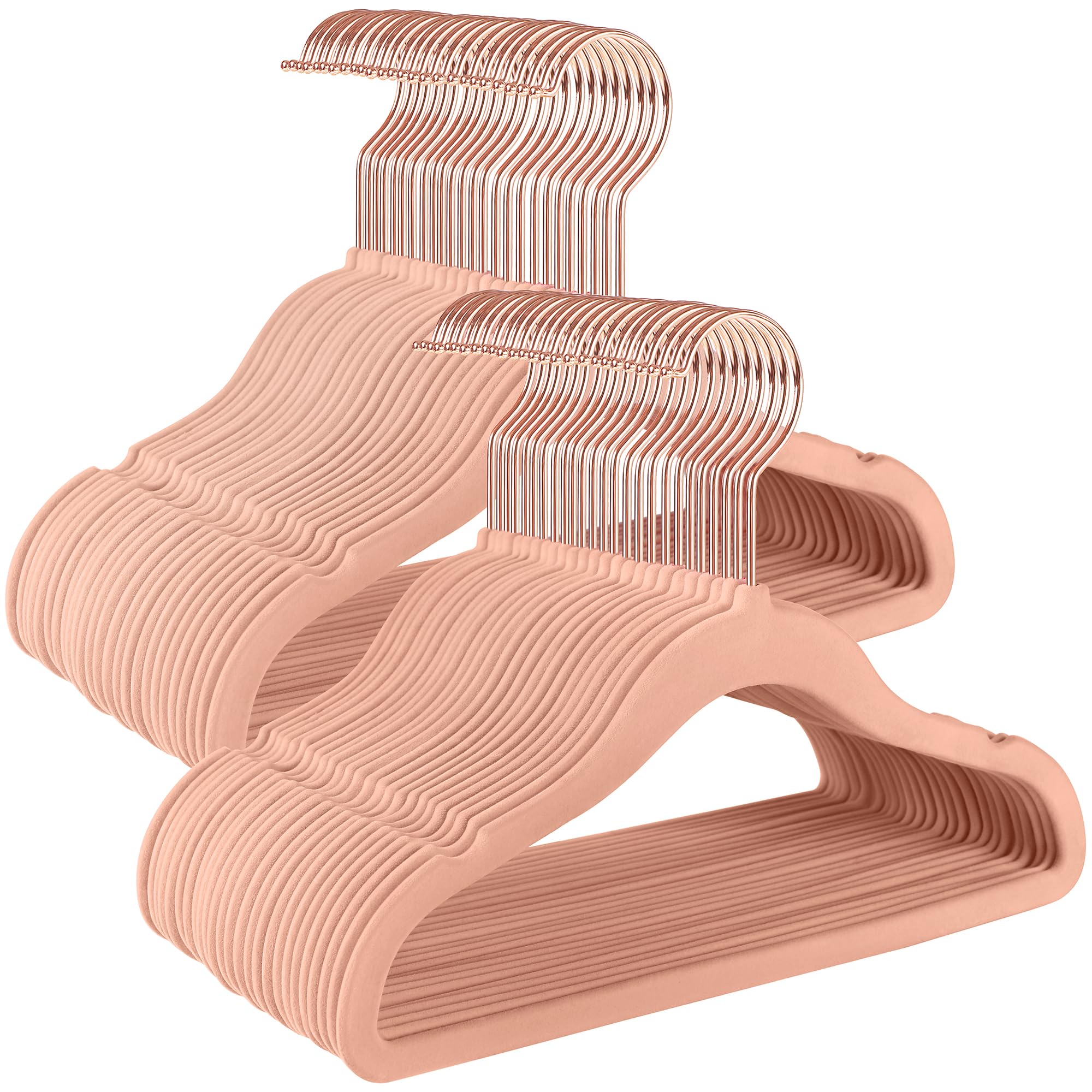 SONGMICS front view of 50-pack hangers showing tidy storage benefit