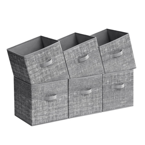 SONGMICS front view of six cubes showing uniform storage and tidy shelves