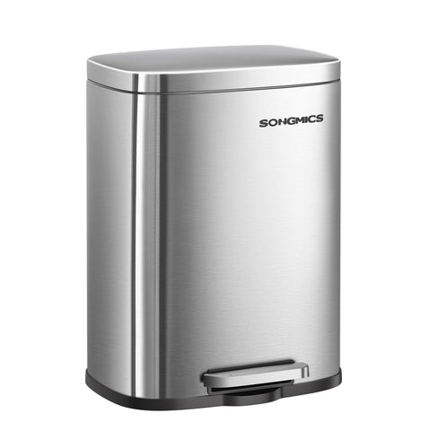 SONGMICS front view stainless steel bin shows compact convenience