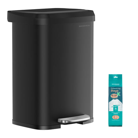 SONGMICS front view stainless steel can, modern look and space-saving