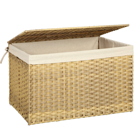 SONGMICS front view with lid showing tidy storage and aesthetic appeal