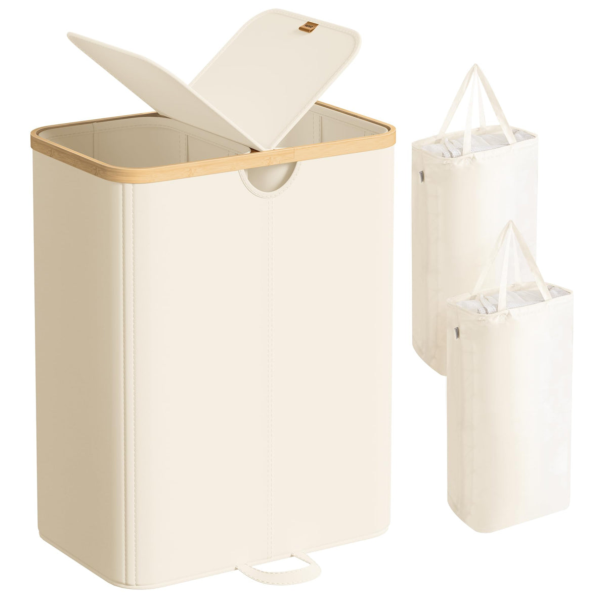 SONGMICS front view with lids closed keeps rooms tidy and hides laundry