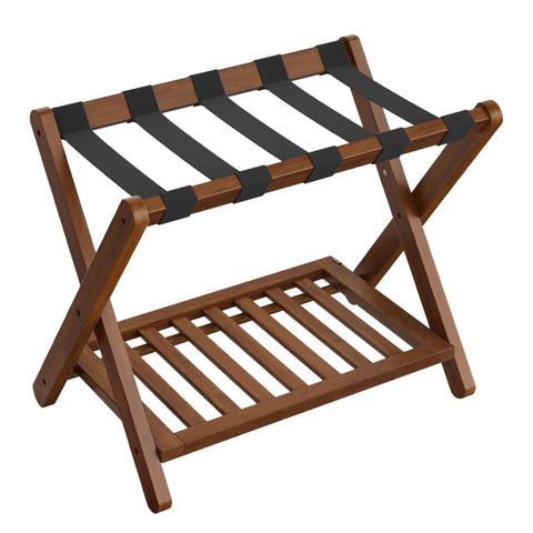 SONGMICS front view of luggage rack showing sturdy frame and polished finish