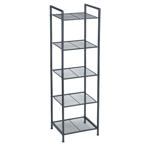 SONGMICS front view showing full 5-tier shelving and compact footprint for space saving