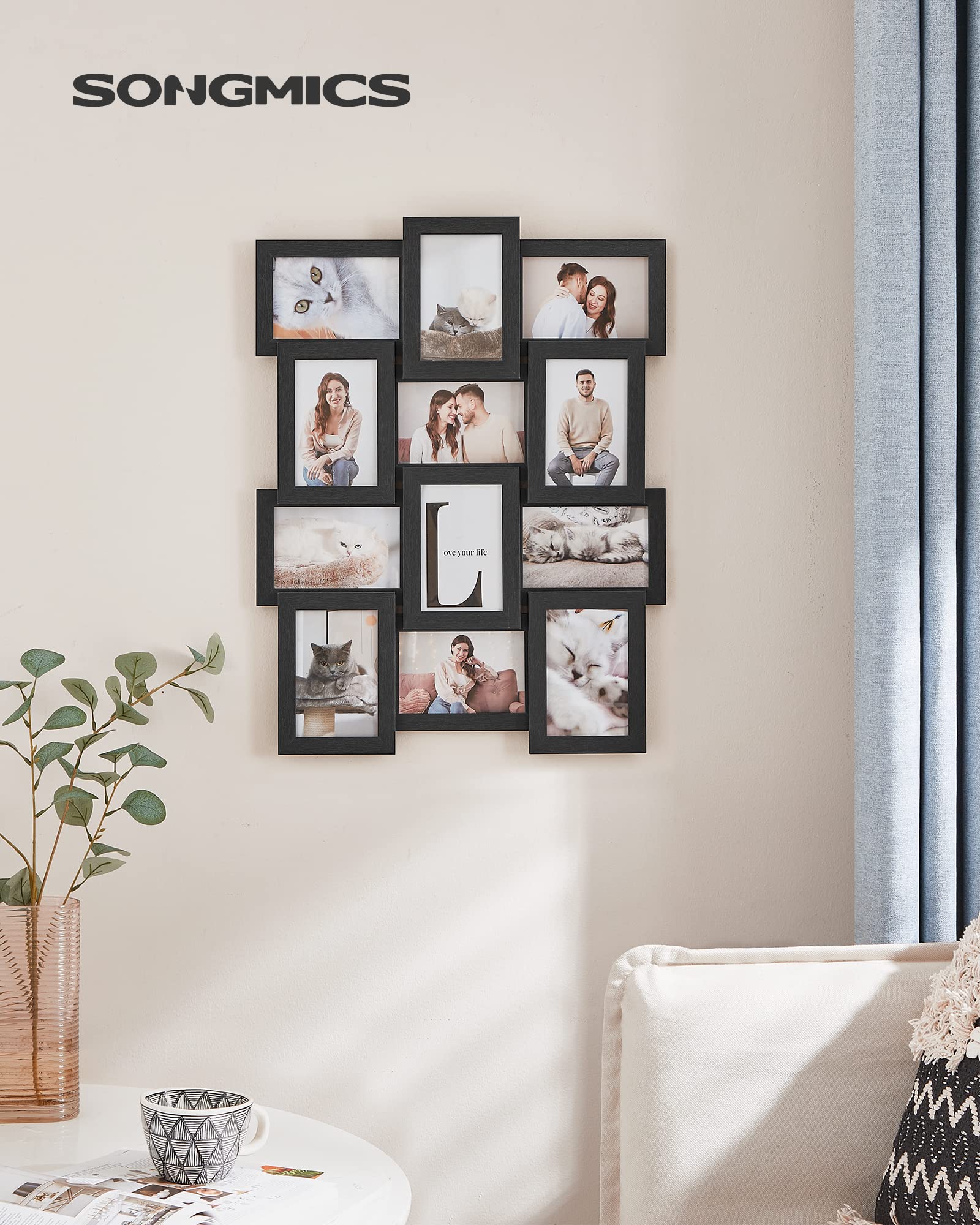 SONGMICS box open with twelve frames ready to gift for thoughtful presentation