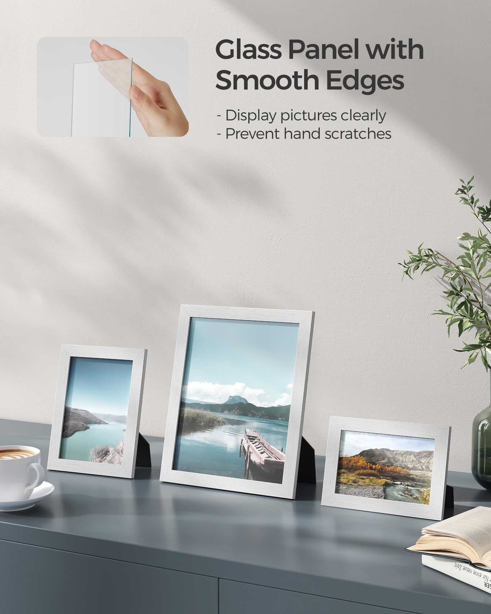 SONGMICS sanded glass edge texture protecting photos and minimizing scratches