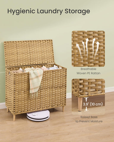 SONGMICS wooden feet lifted base protecting laundry from moisture