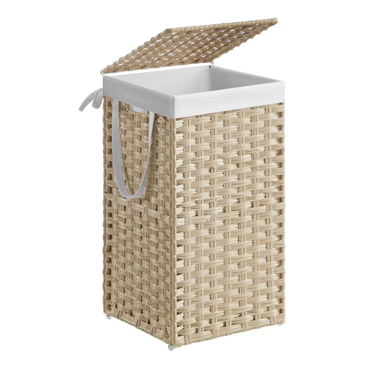 SONGMICS hamper front view showing compact profile and tidy appearance
