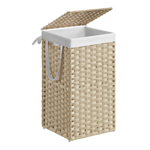 SONGMICS hamper front view showing compact profile and tidy appearance