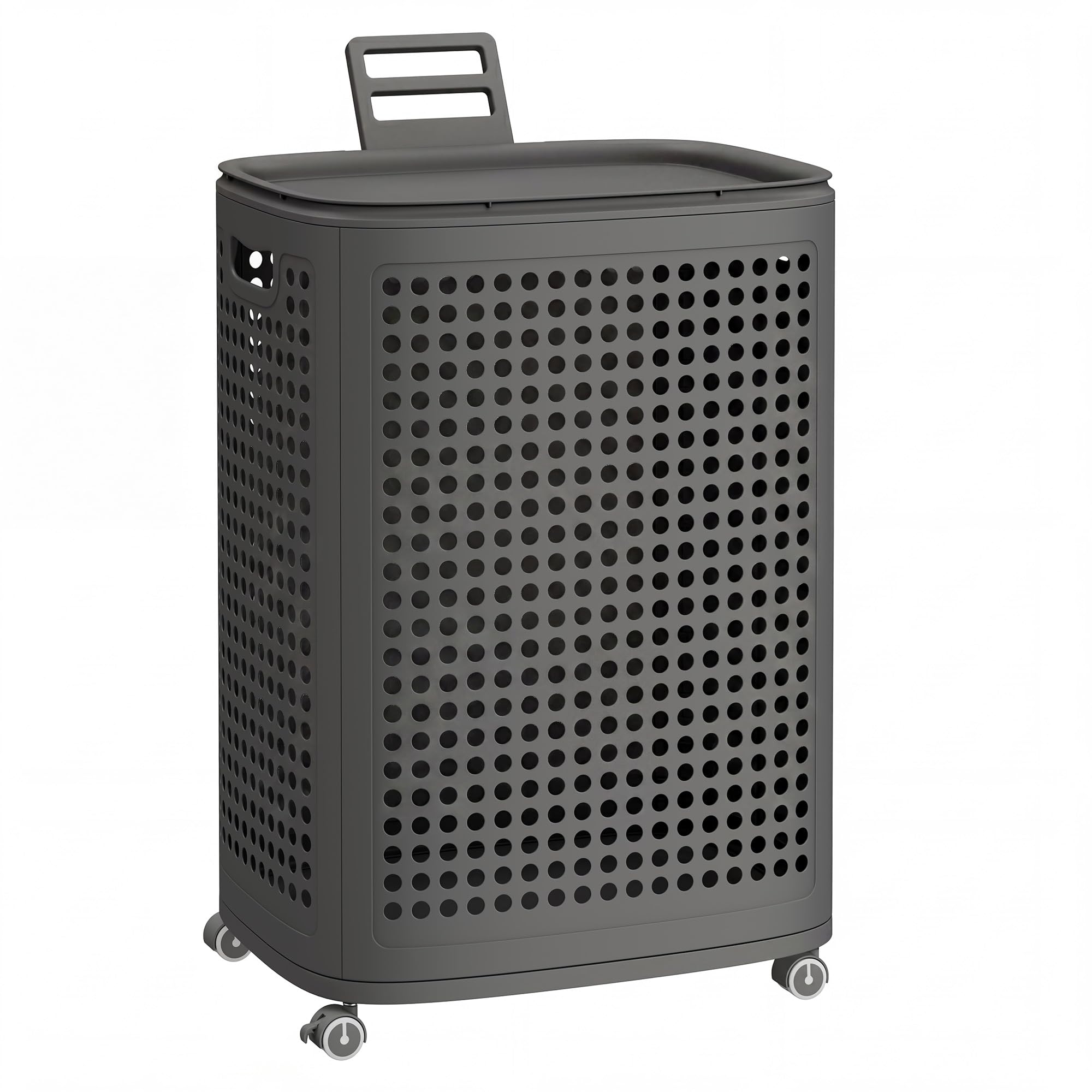 SONGMICS front view of slim laundry hamper showing tidy storage benefit