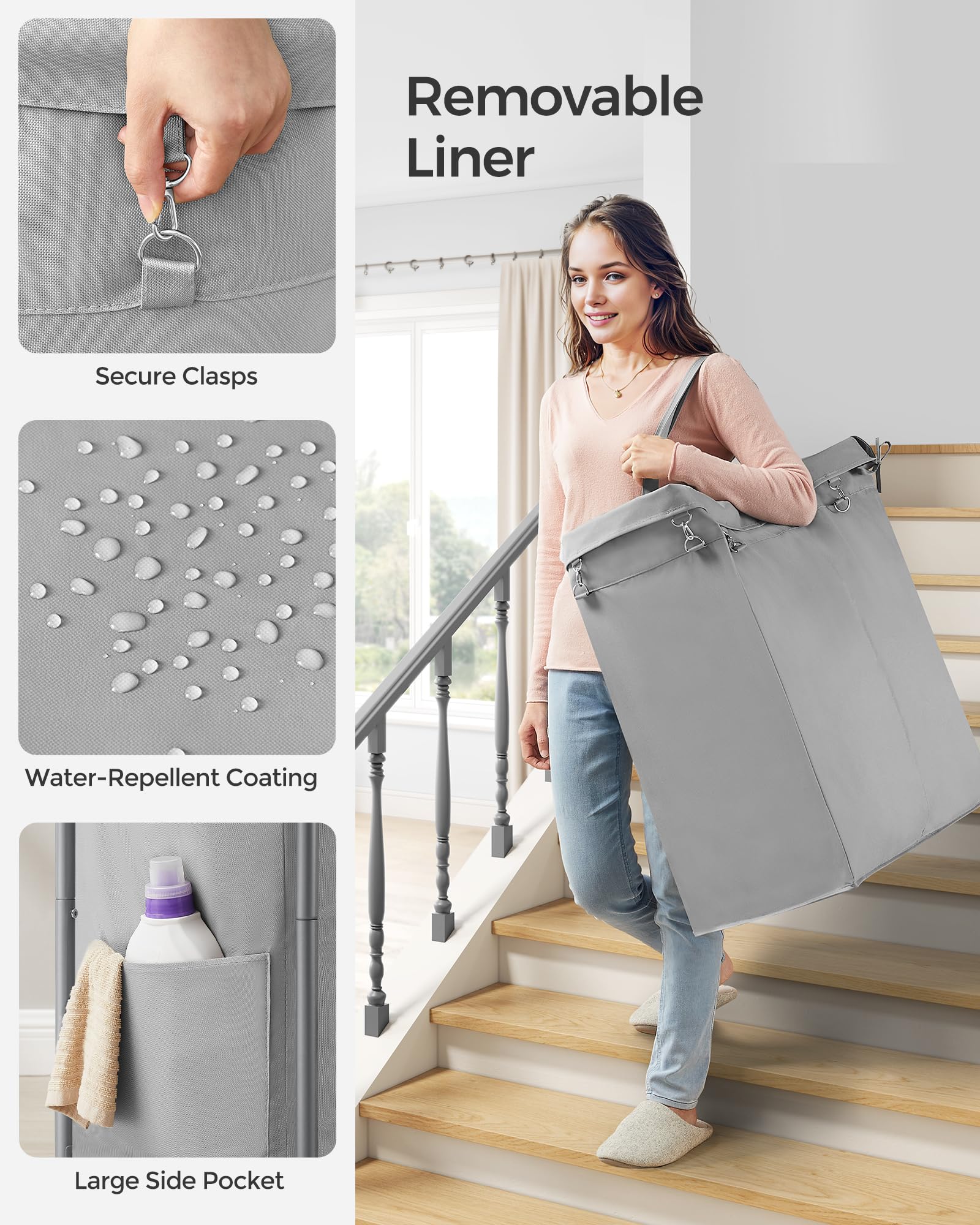 SONGMICS handle height demonstration reducing bending for comfortable pushing and pulling