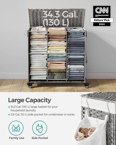 SONGMICS hamper in bathroom illustrating stylish integration benefit