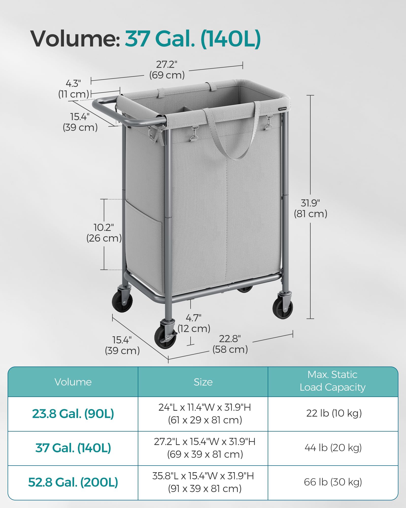 SONGMICS lifestyle shot in bedroom showing neat storage and convenient mobility benefit
