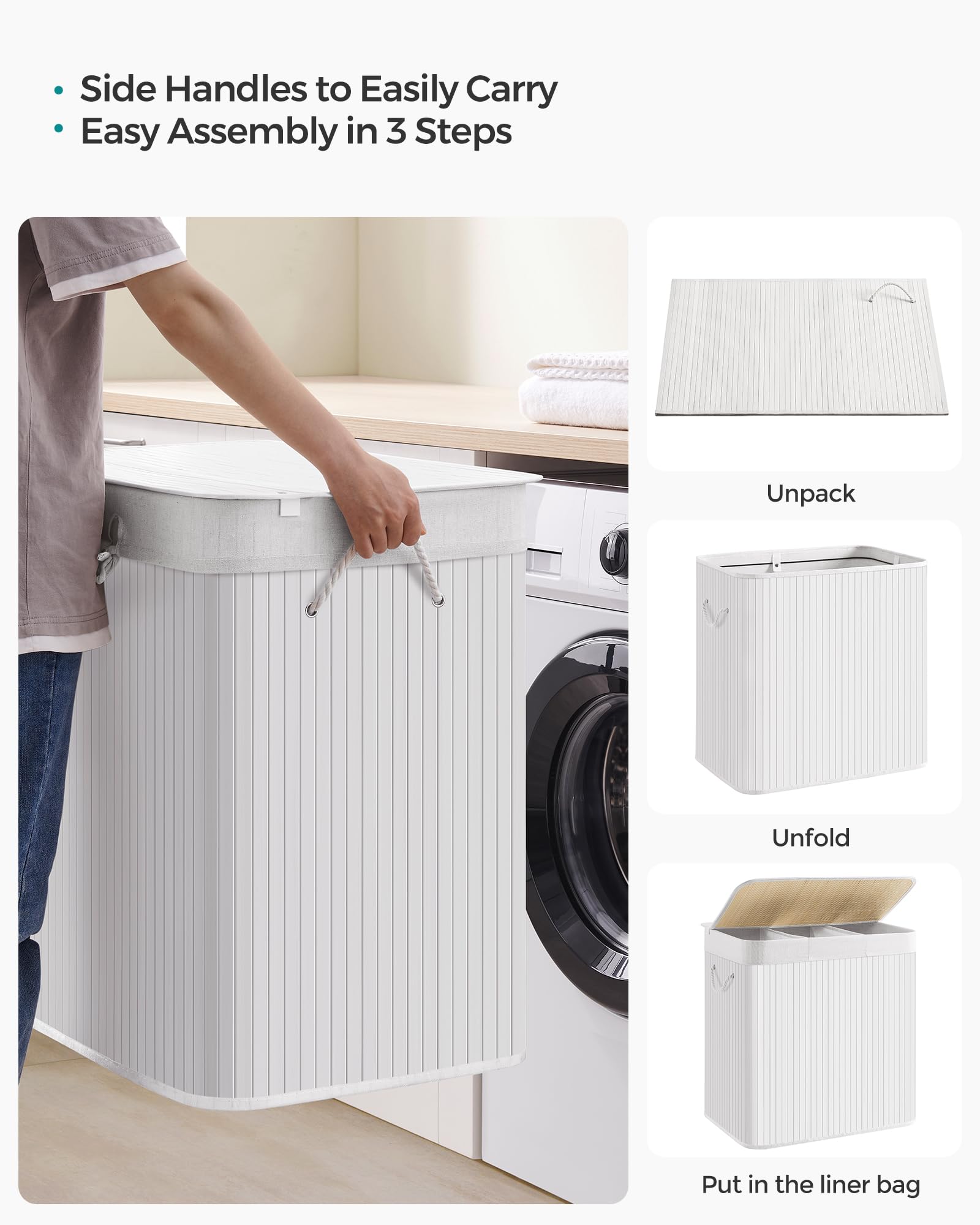 SONGMICS styled in laundry room showing space-saving and aesthetic benefit
