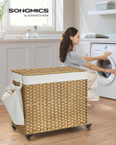 SONGMICS with lid open revealing three sorted compartments for convenience